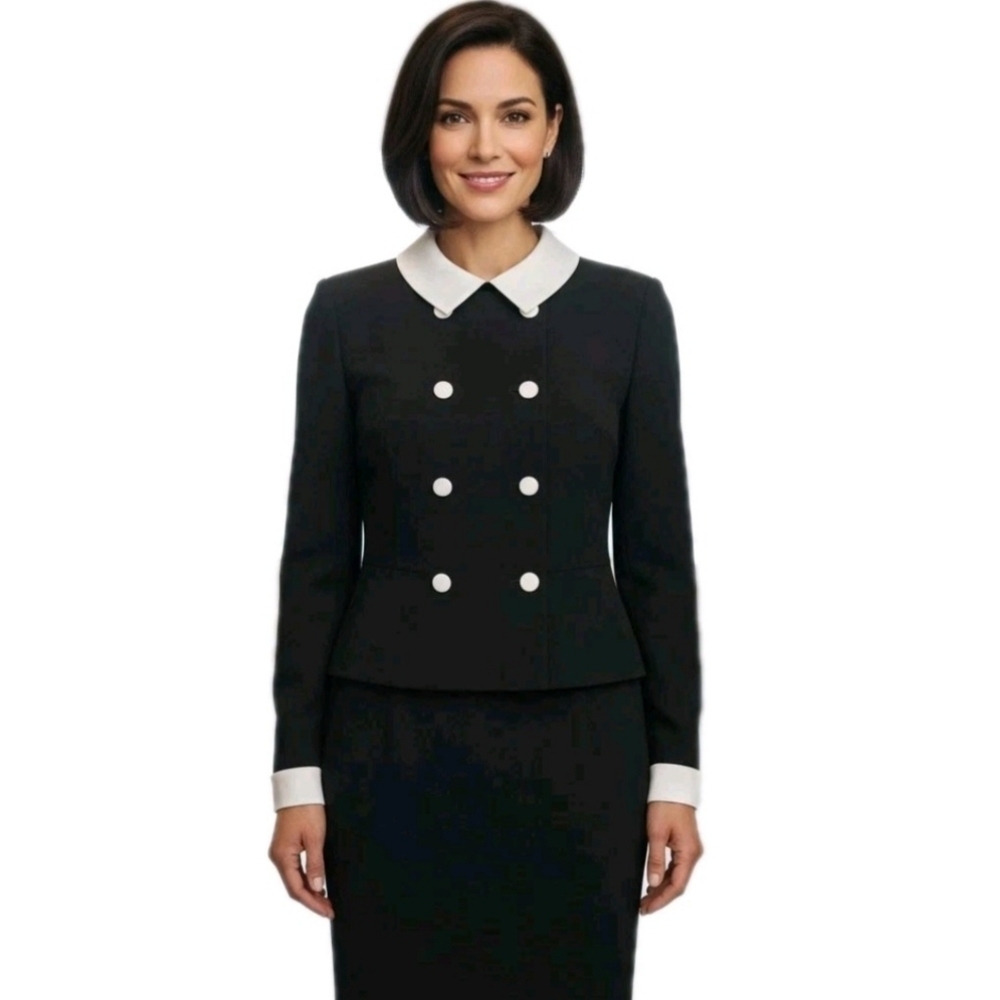 Brooks Brothers Vintage 80s Wool Jackie O Double Breasted Cost Dress Size 14